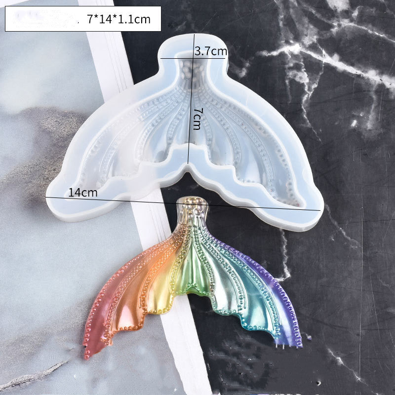 Arts And More Tail Silicone Mold white flexible craft mold with rainbow resin mermaid tail